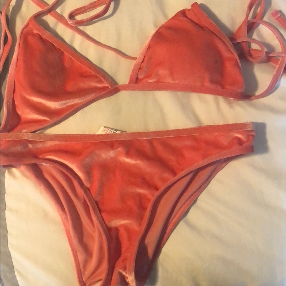 Velvet pink BooHoo swimsuit
